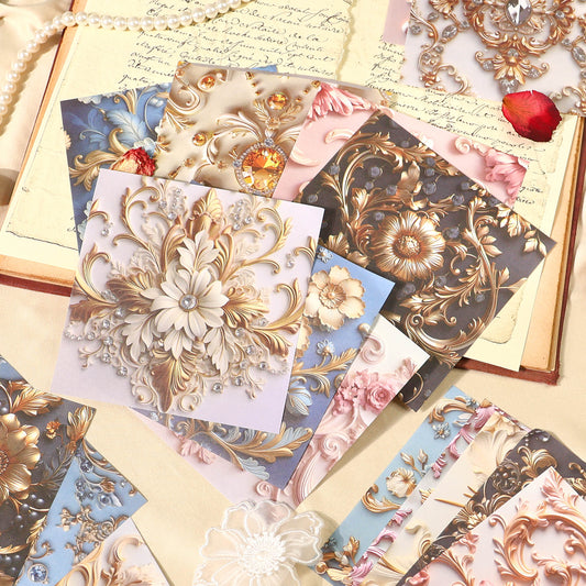 [2601-231] Elegant Baroque Series PET Journal Background Stickers Vintage Decoration 4 Styles