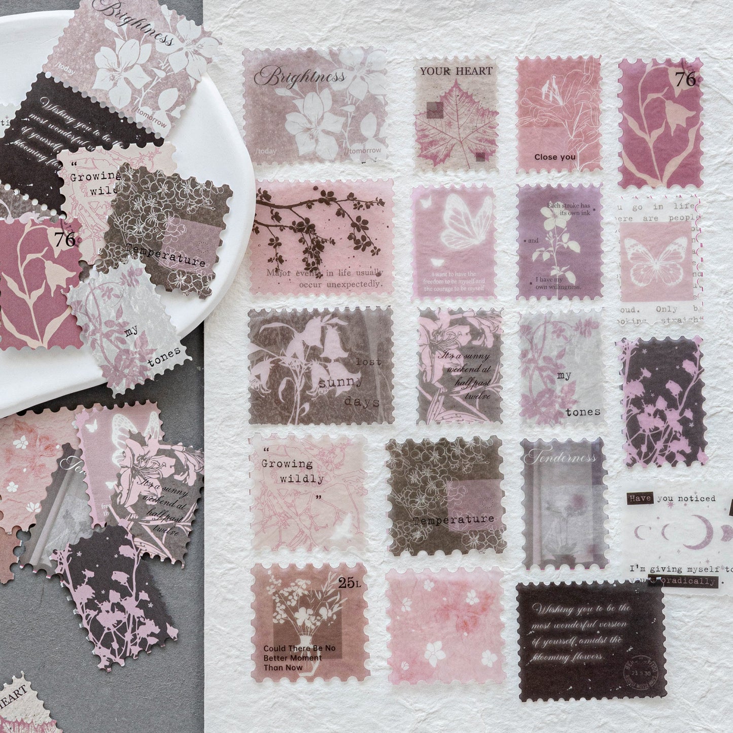 [2602-005] Vintage Stamp Style Journal Stickers 4 Styles