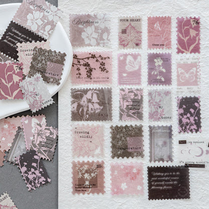 [2602-005] Vintage Stamp Style Journal Stickers 4 Styles