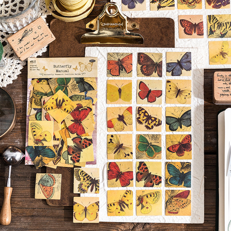 [2602-007] Butterfly Collage Journal Stickers 6 Styles