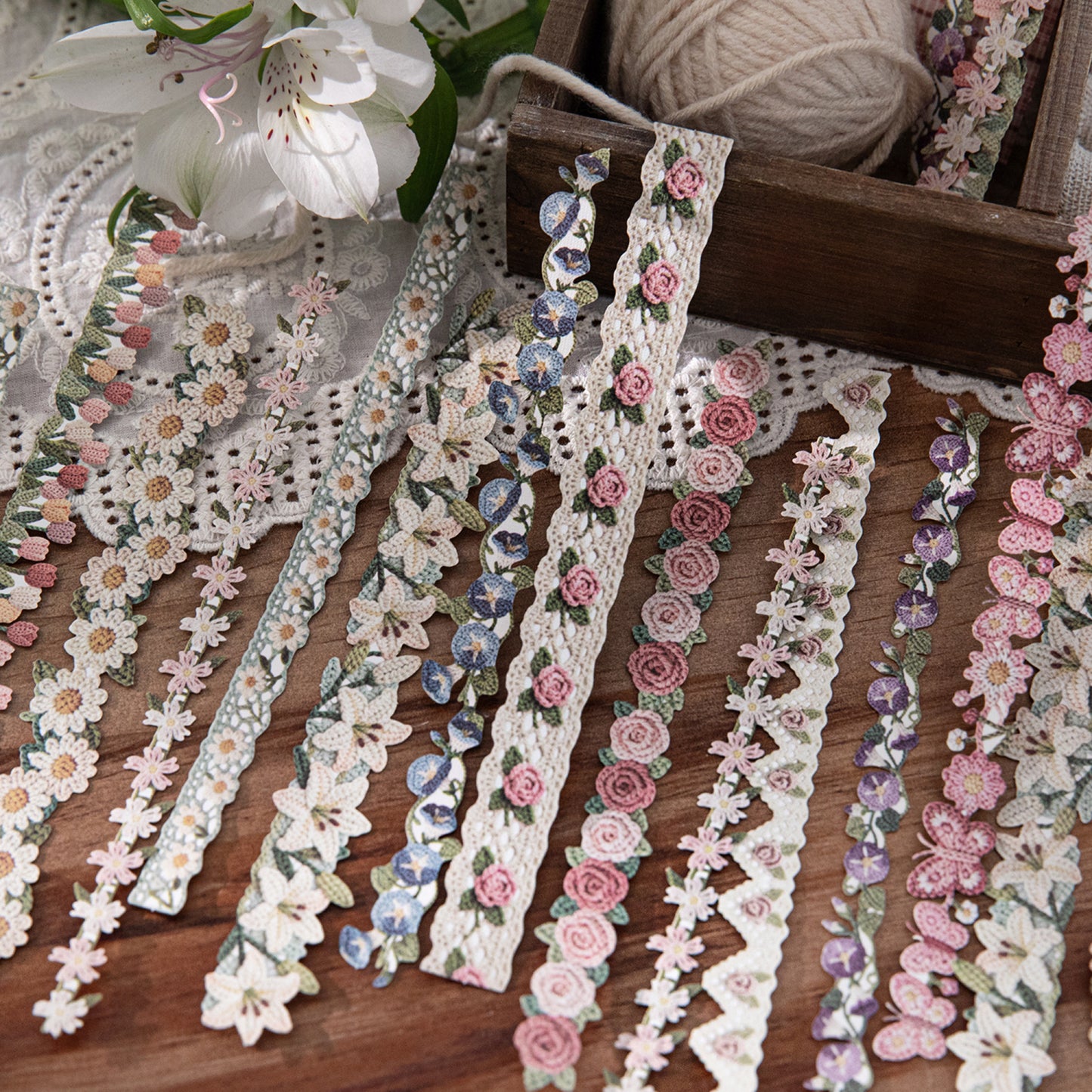 [2602-009] Vintage Fabric Strip Stickers 6 Styles
