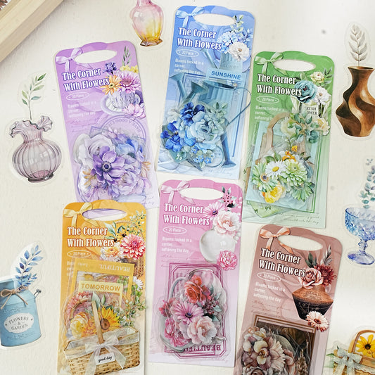 [2603-065] Modern Minimalist Floral Stickers 6 Styles
