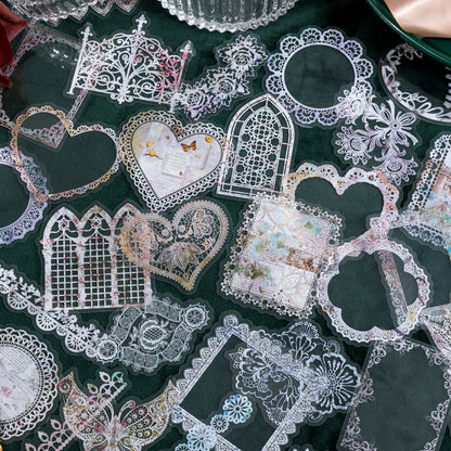 [2603-042] Floral Lace PET Decorative Stickers 8 Styles