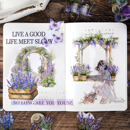 [2602-028] Floral Scene PET Collage Stickers
