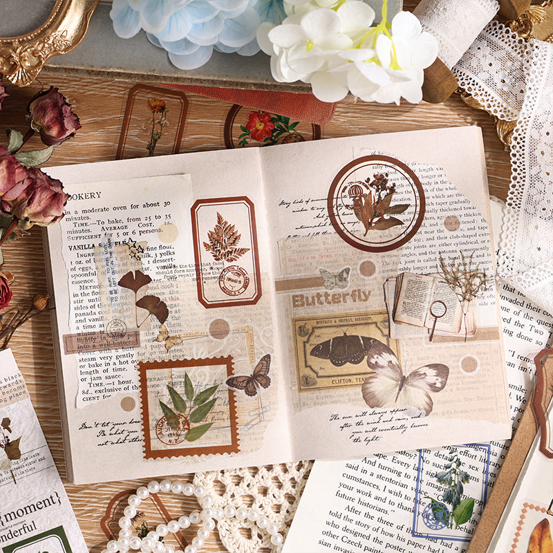 [2603-063] Transparent Vintage Floral Stickers 6 Styles