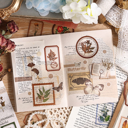 [2603-063] Transparent Vintage Floral Stickers 6 Styles
