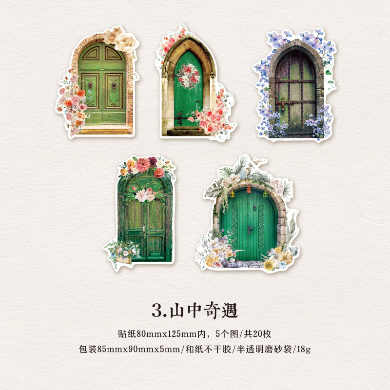 [2601-128] Enchanted Garden Sticker Set – Vintage Floral Journal Collage (4 Designs)