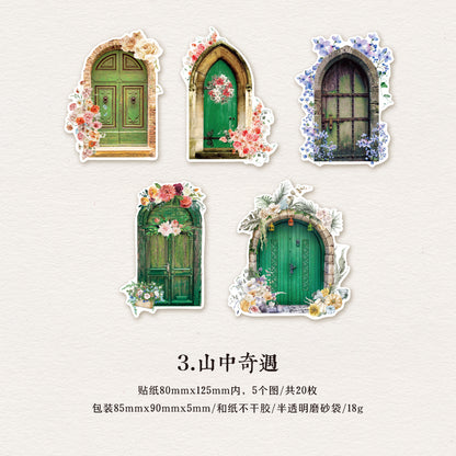 [2601-128] Enchanted Garden Sticker Set – Vintage Floral Journal Collage (4 Designs)