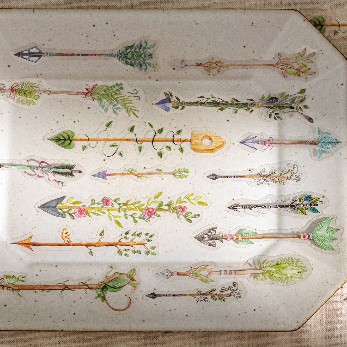 [2603-106] Vintage Feather PET Stickers 6 Styles