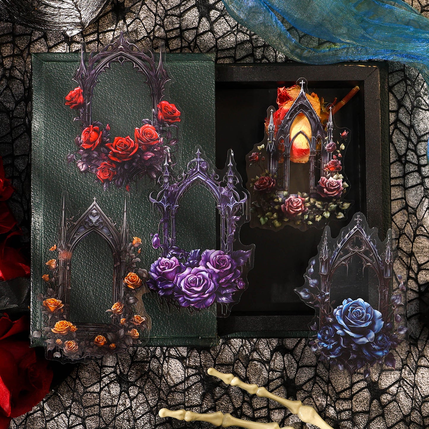[2603-078] Gothic Window Frame PET Stickers 4 Styles