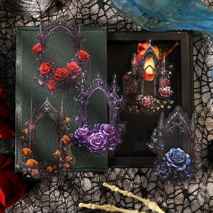 [2603-078] Gothic Window Frame PET Stickers 4 Styles