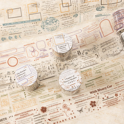[2603-073] Vintage Poetry Text Collage Tape 6 Styles