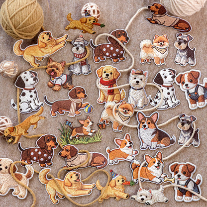 [2602-023] Embroidered Puppy Animal Stickers 40 Sheets