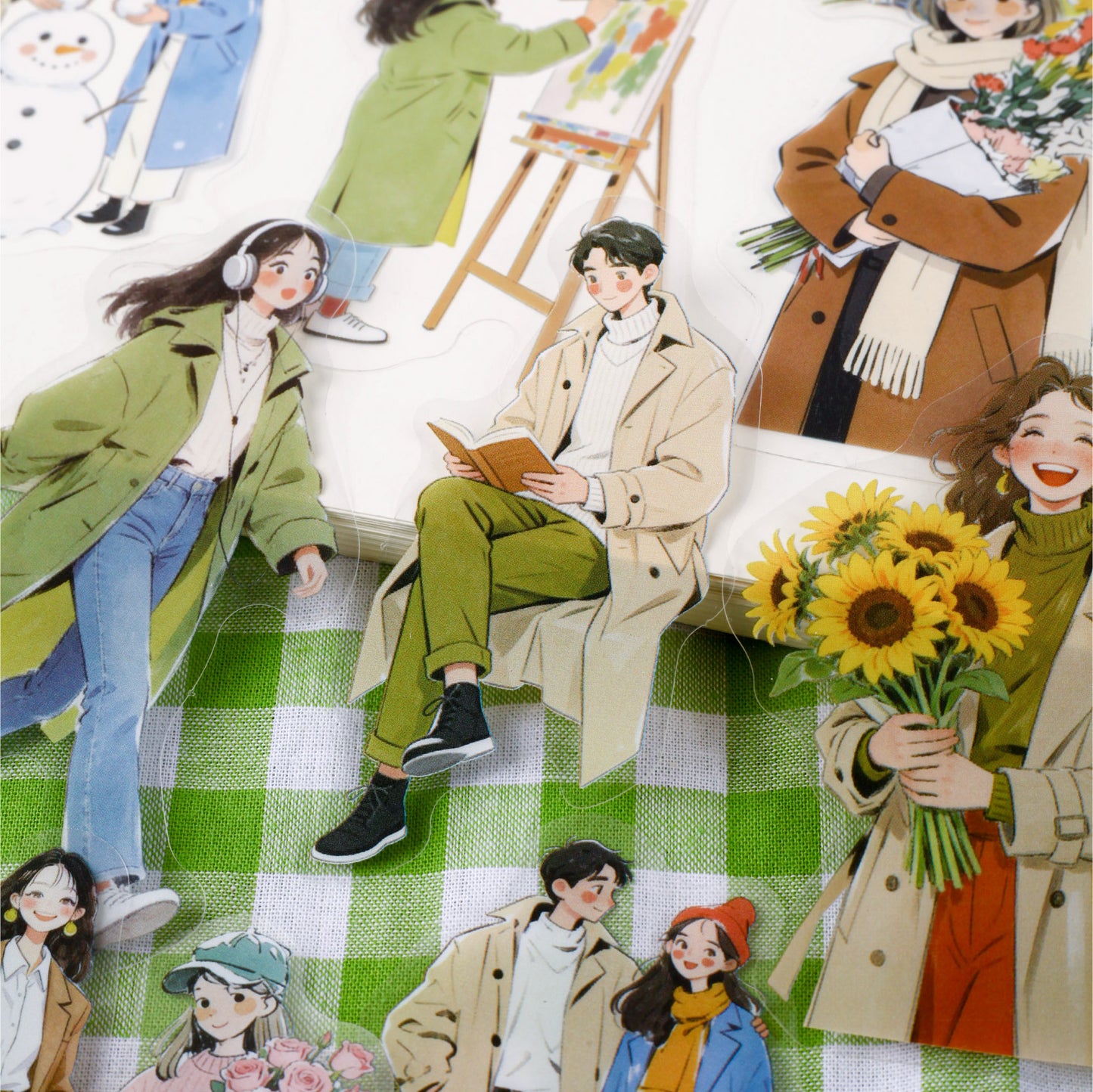 [2602-003] Cozy Vintage Character PET Stickers 6 Styles