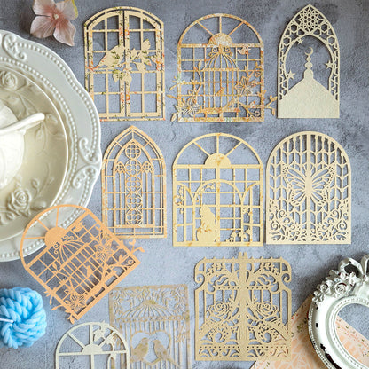 [2603-094] Romantic Lace Frame Journal Collage Stickers 6 Styles
