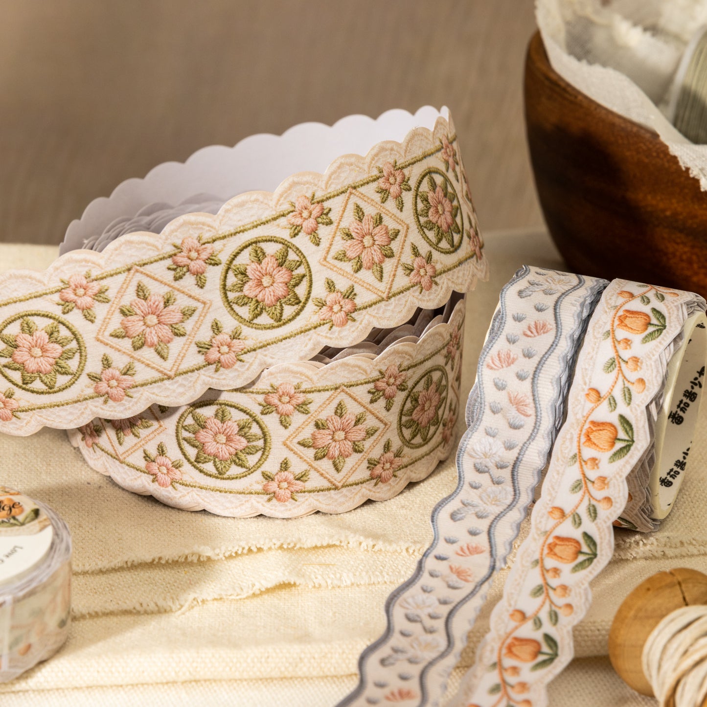 [2601-179] Qibian Collection – Embroidered-Style Decorative Tape Set (4 Designs)
