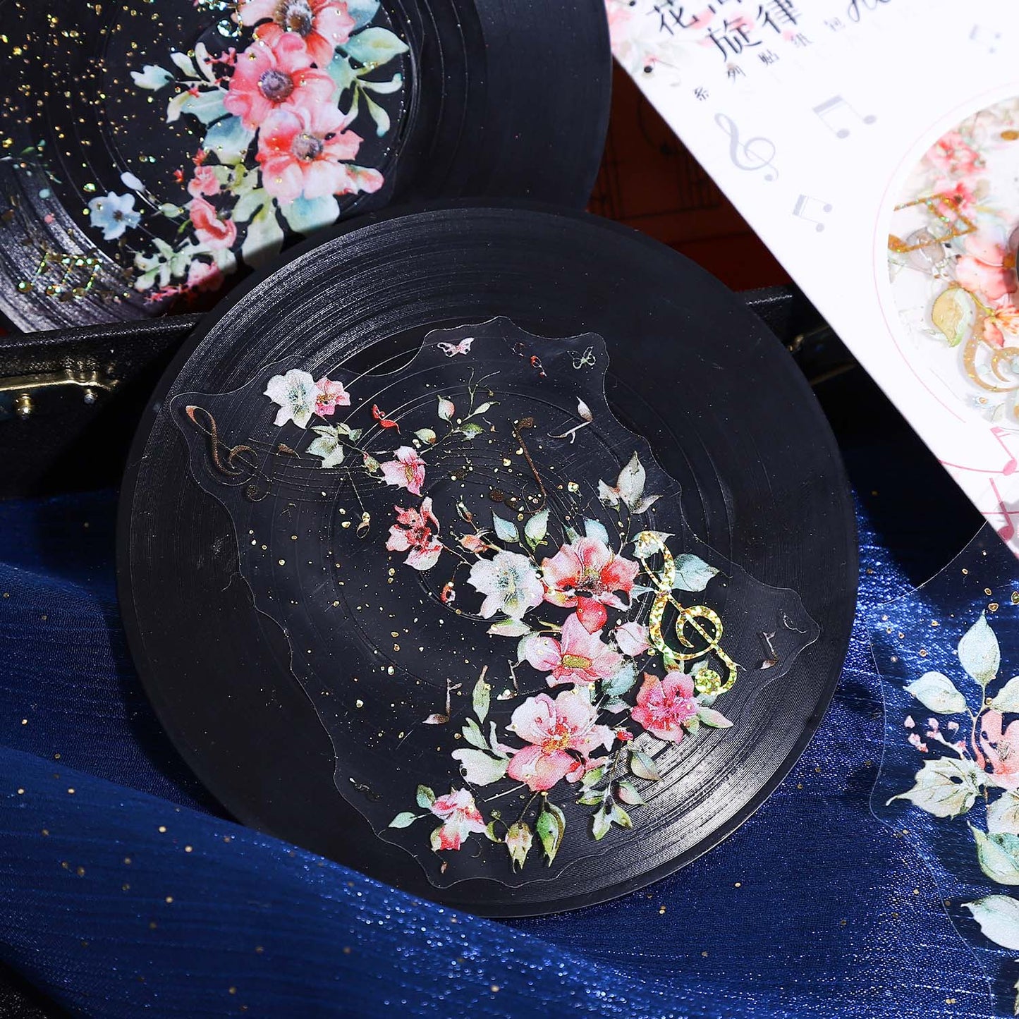 [2601-170] Floral Melody – Gilded Flower Music Stickers (6 Designs)
