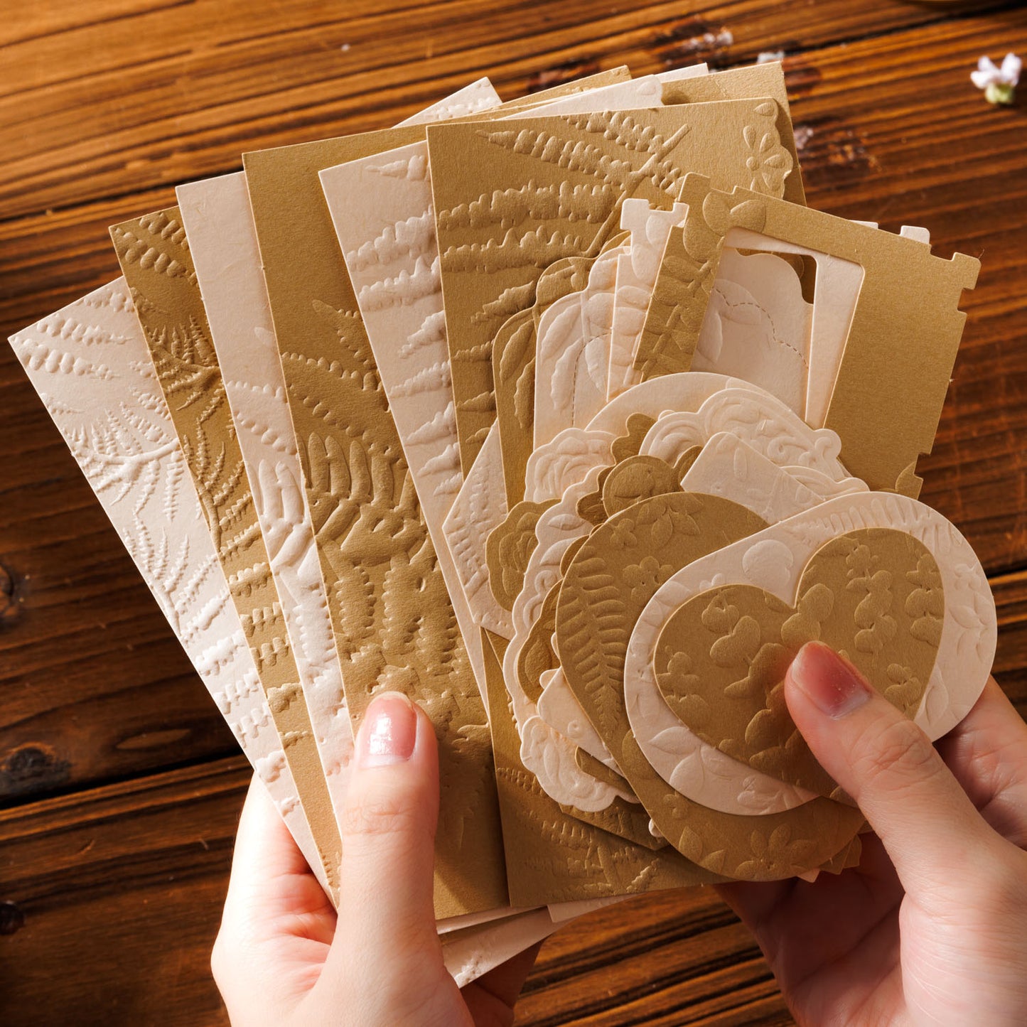 [2601-228] Floating Flower Sea Series Embossed Mixed Media Journal Collage Material Box 4 Styles