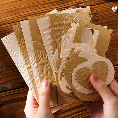 [2601-228] Floating Flower Sea Series Embossed Mixed Media Journal Collage Material Box 4 Styles