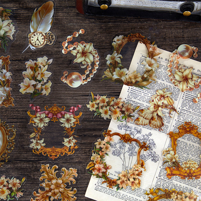 [2603-046] Vintage Floral Frame Stickers European Style 6 Styles