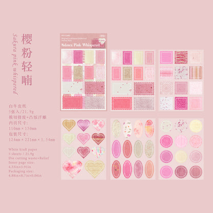 [2602-017] Embossed Kraft Paper Sticker Set 4 Styles