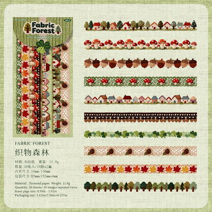 [2602-009] Vintage Fabric Strip Stickers 6 Styles