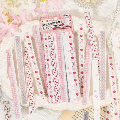 [2601-125] Lace Post Office Washi Trims – “Floral Lace Series” Long Strip Journal Set (4 Styles 40 Pieces)