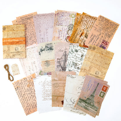[2601-149] Vintage Botanical Collage Paper – “Memoir Garden” Journal Background Sheets (6 Designs)