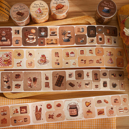 [2601-168] Warm Tea – Vintage Dessert Washi Tape (4 Designs)