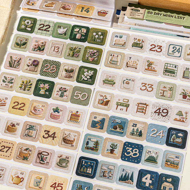 [2603-033] Embroidered Pattern Die Cut Sticker Book 4 Styles