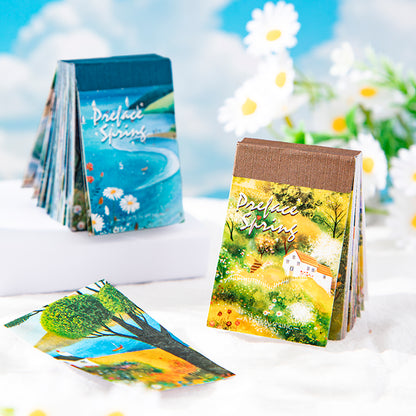 [2601-185] Delicate Spring Scenic Illustration Mini Journal Pack