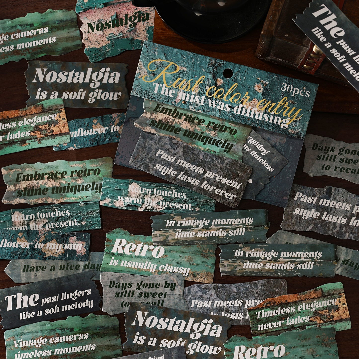 [2602-011] Vintage Text Collage Stickers 6 Styles