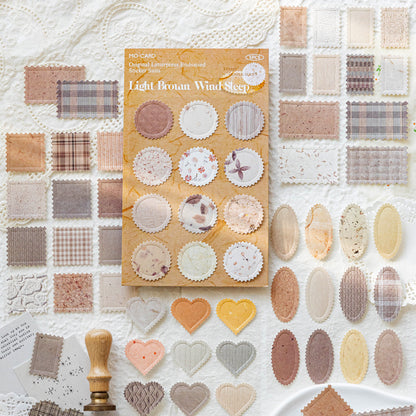 [2602-017] Embossed Kraft Paper Sticker Set 4 Styles