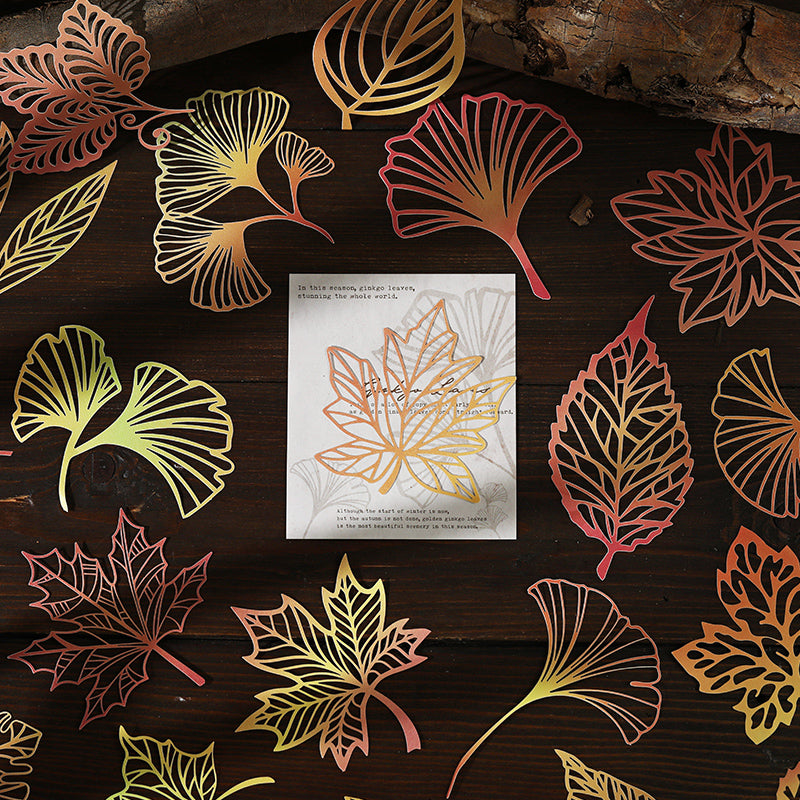 [2601-224] Falling Leaves Paper Cut Series Journal Collage Base Material Pack 10 Pieces 4 Styles