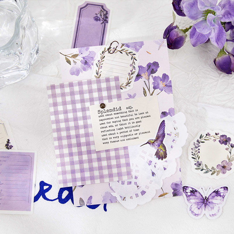 [2601-226] Flower Habitat Station Series Floral Butterfly Journal Sticker Material Pack 6 Styles