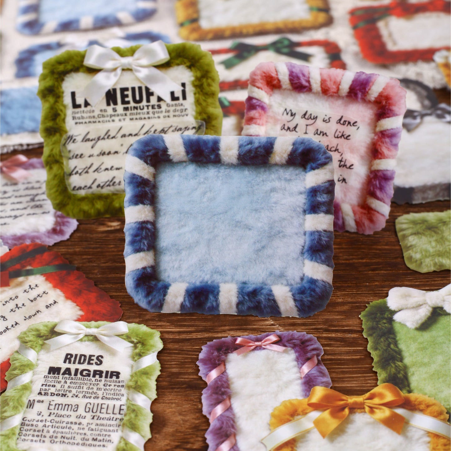 [2603-107] Embroidered Patch Journal Collage Stickers 6 Styles