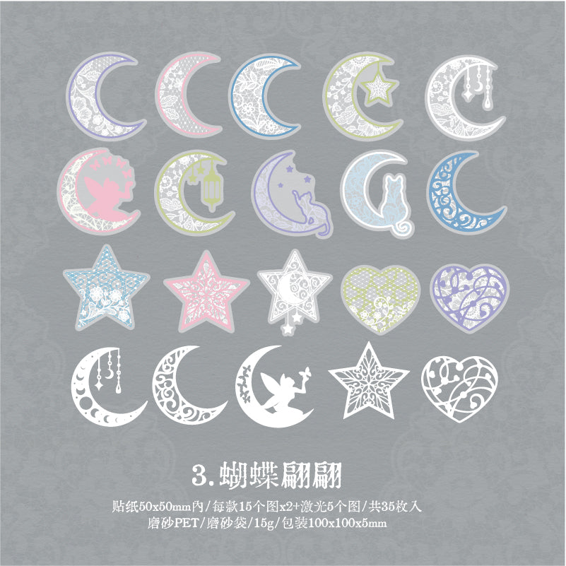 [2601-133] Dream & Starry Sea Bow Stickers – Soft Pastel Journaling Set (4 Designs)