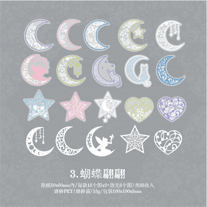 [2601-133] Dream & Starry Sea Bow Stickers – Soft Pastel Journaling Set (4 Designs)