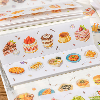 [2603-075] Food Die Cut Sticker Book 20 Sheets 4 Styles