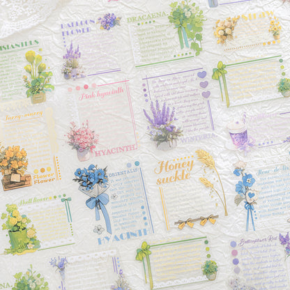 [2601-227] Flower Shadow Weaving Dream Series PET Floral Text Journal Sticker Pack 20 Sheets 6 Styles