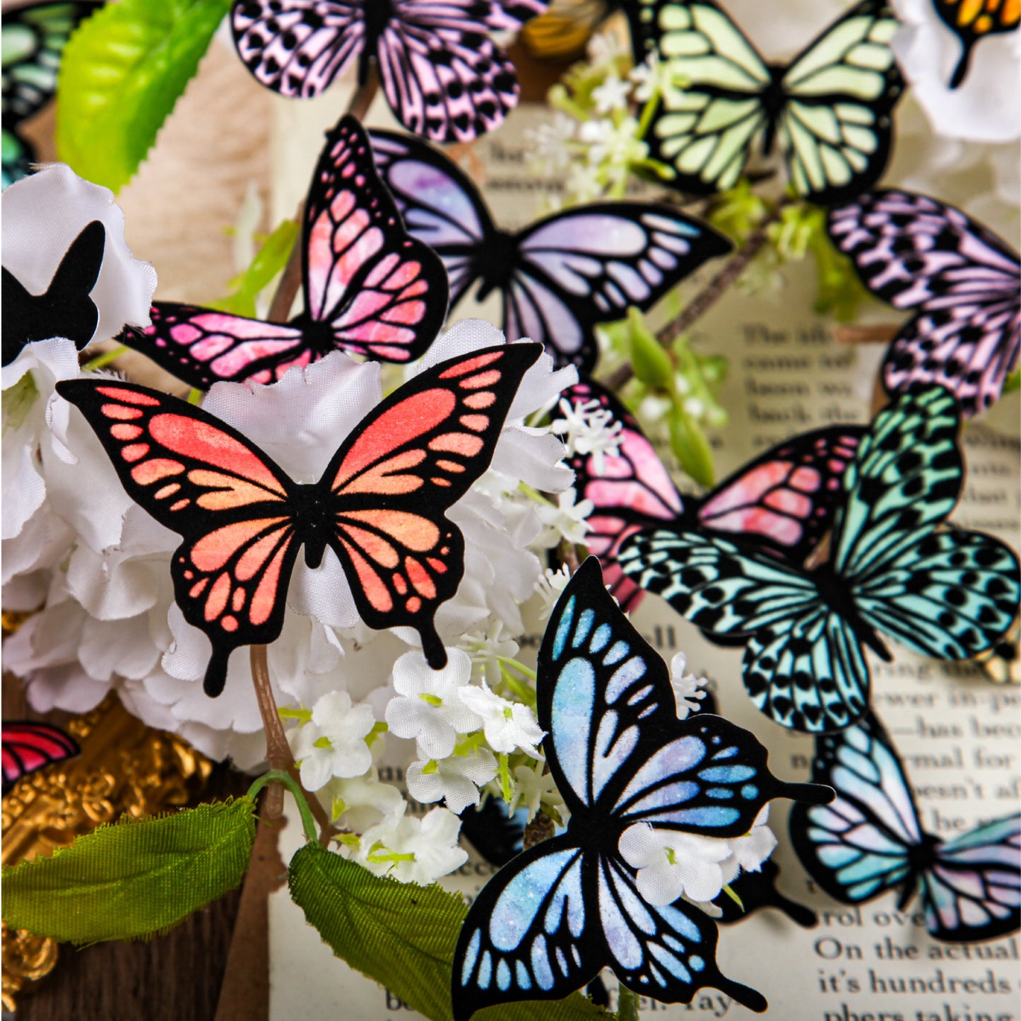 [2603-026] Butterfly Vintage Collage Stickers 6 Styles