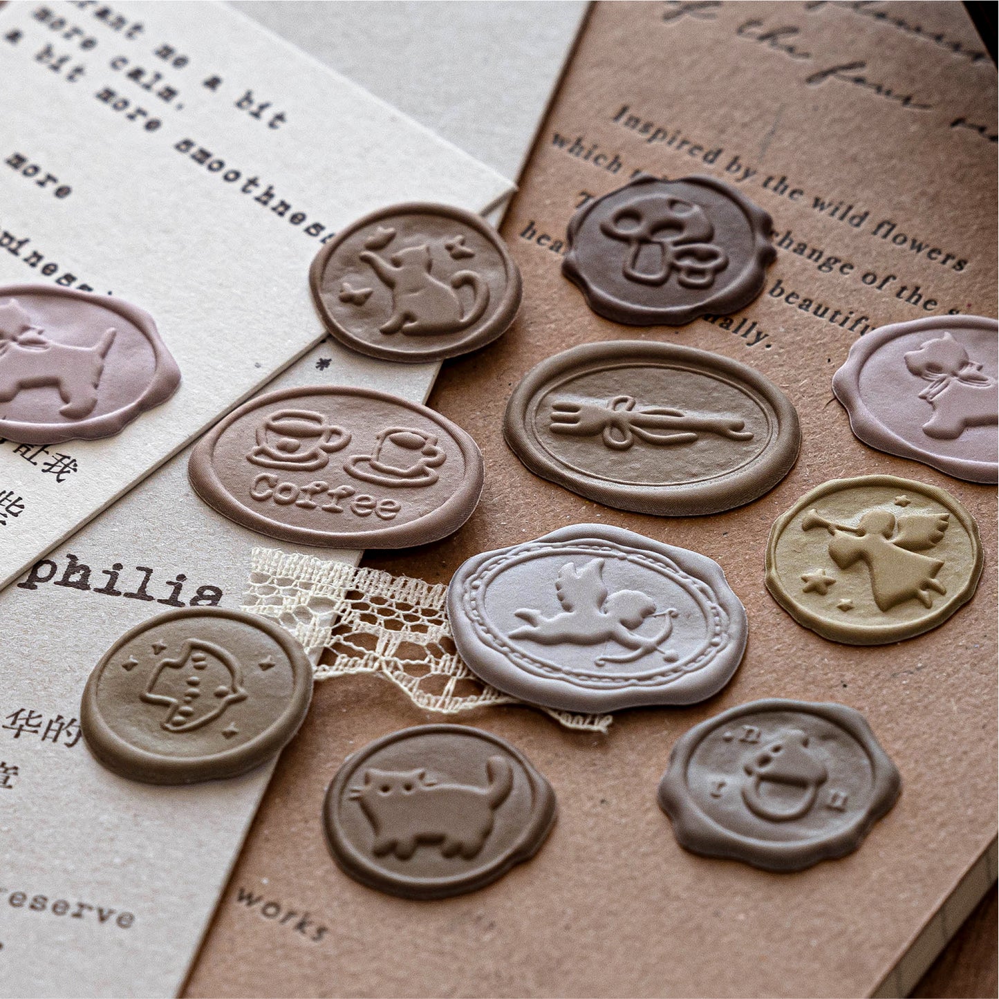 [2601-189] Mo Card Wax Seal Style PVC Stickers