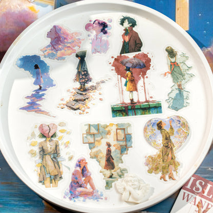 [2603-089] Fantasy Outdoor Figure PET Stickers 4 Styles