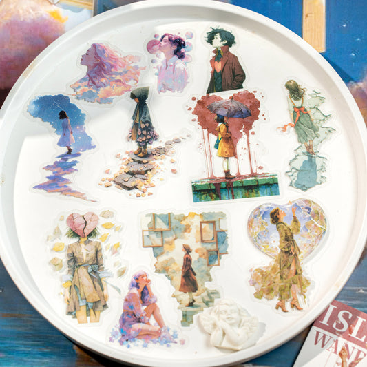 [2603-089] Fantasy Outdoor Figure PET Stickers 4 Styles
