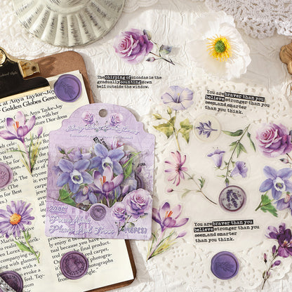 [2603-056] Floral PET Background Stickers 40 Pieces 6 Styles