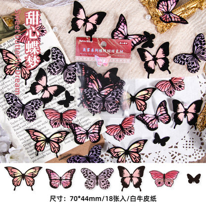 [2603-026] Butterfly Vintage Collage Stickers 6 Styles