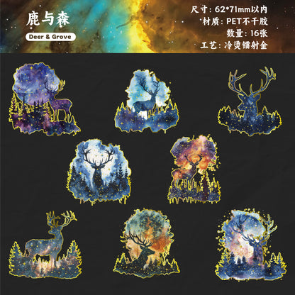 [2601-147] Galaxy Ocean Foil Stickers – Starry Fish & Jellyfish Collage Set (6 Designs)