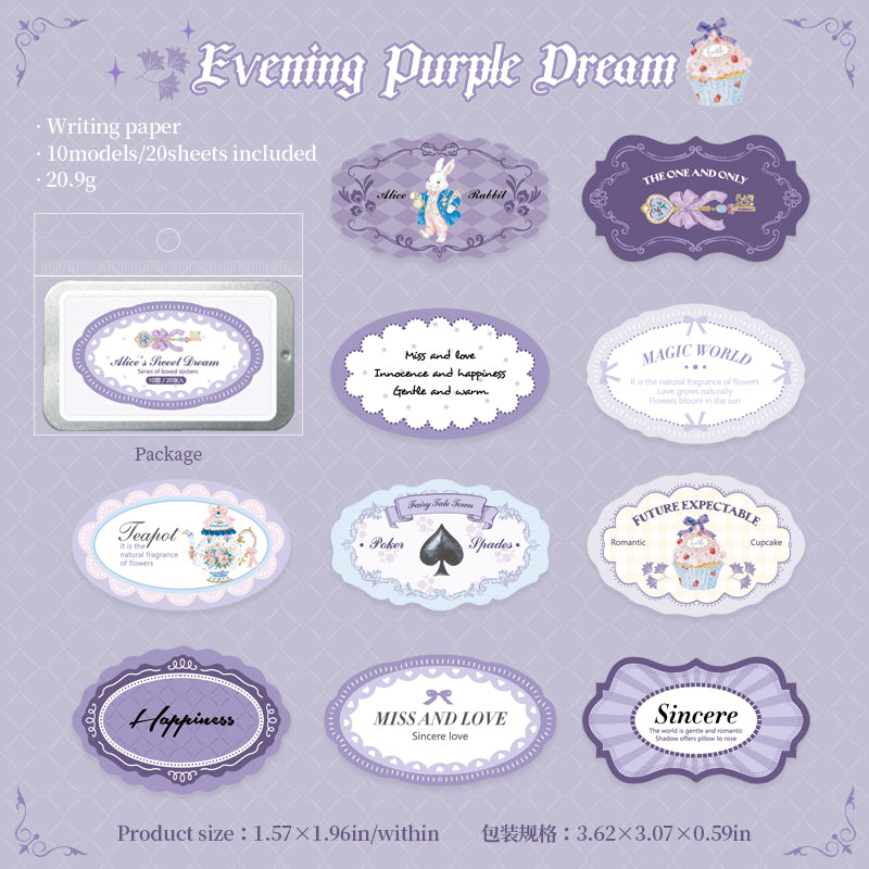 [2601-182] Alice Sweet Dream Sticker Box Set – 6 Designs, 20 Sheets, Fairy Tale Journal Stickers