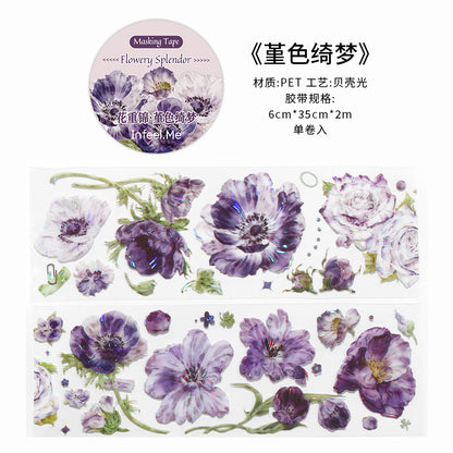 [2603-117] Iridescent Floral PET Stickers 4 Styles