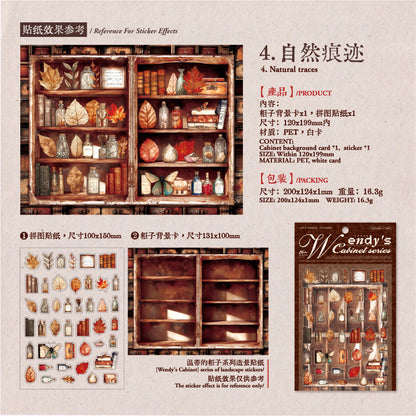 [2603-008] Vintage Background Scene Die Cut Stickers 2 Sheets 4 Styles